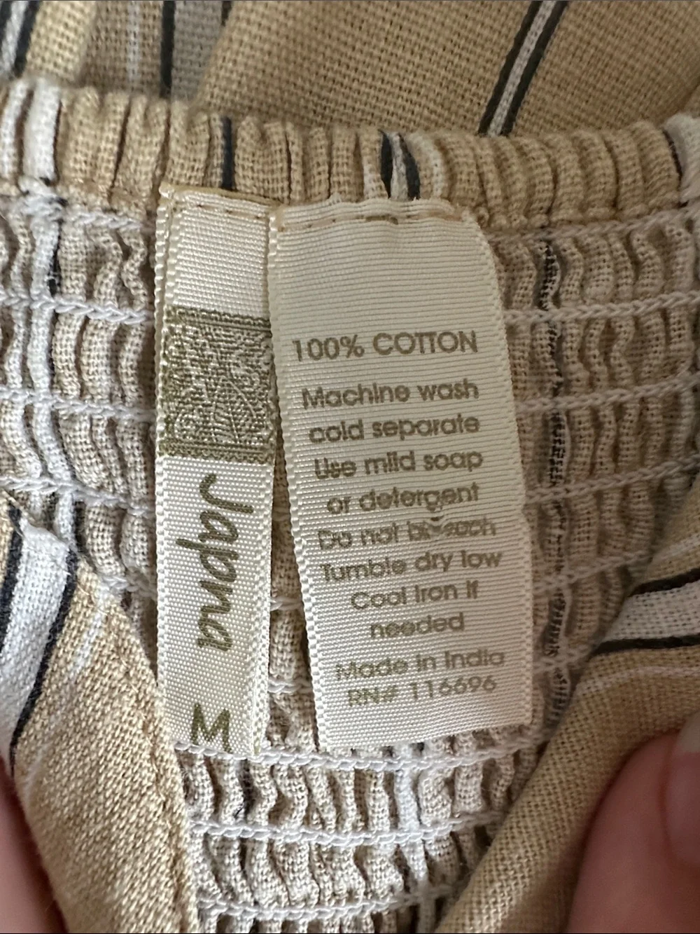 100% Cotton Striped Tan/Yellow Button-Front Women’s Skort Jumper